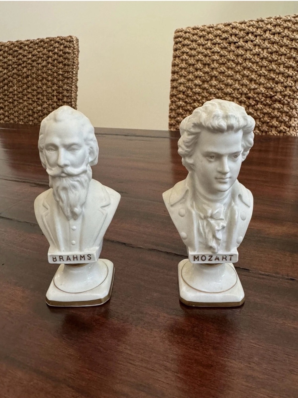 Hand Painted Made Japan 23/349X Lot of 2 Bust Brahms Mozart Gold Trim